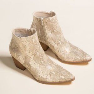 Coconuts New Astoria Snakeskin Metallic Heeled Ankle Boots Womens Size 9.5